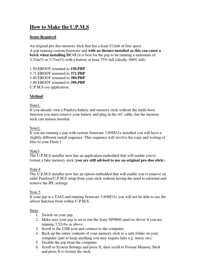 How To Remove Cso Without Having To Reformat Memory Stick in PSP PDF Usb Flash Drive Booting