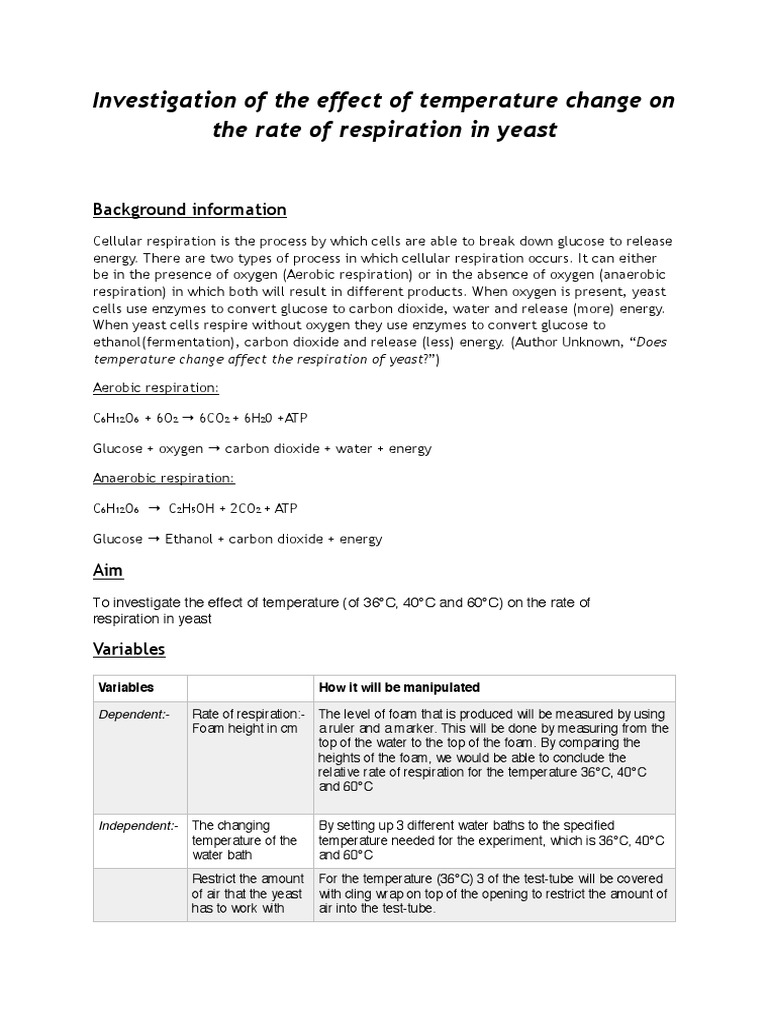 BiologyInvestigation of the effect of temperature change on the rate