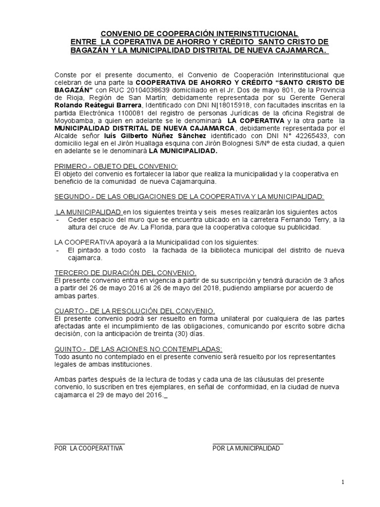 Modelo De Convenio Interinstitucional Pdf Gobierno