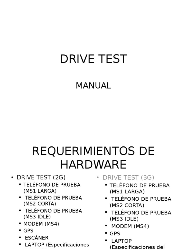 Manual Drive Test | PDF | 3 G | Gsm