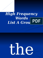High Frequency Words List A Group 1