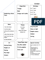 Monthly Curriculum Oct