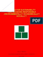Criteria For Sustainability - Are Decisions Responsible - Environmentally? Economically? Socially?