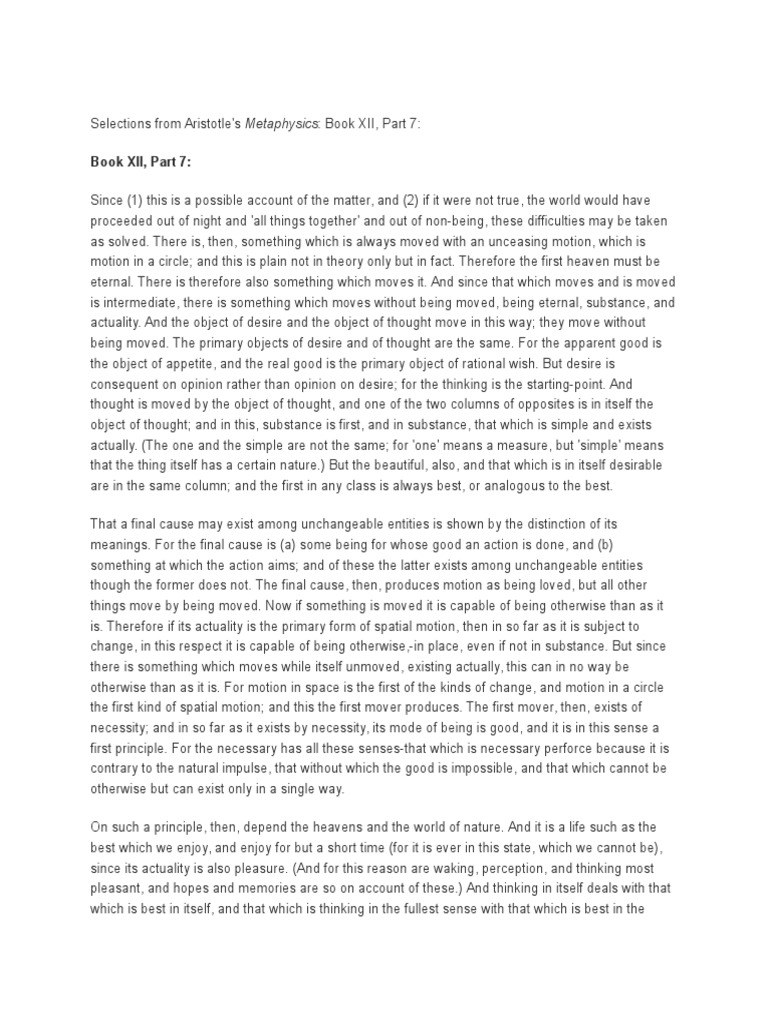 Aristotle Metaphysics Pdf Thought Metaphysics