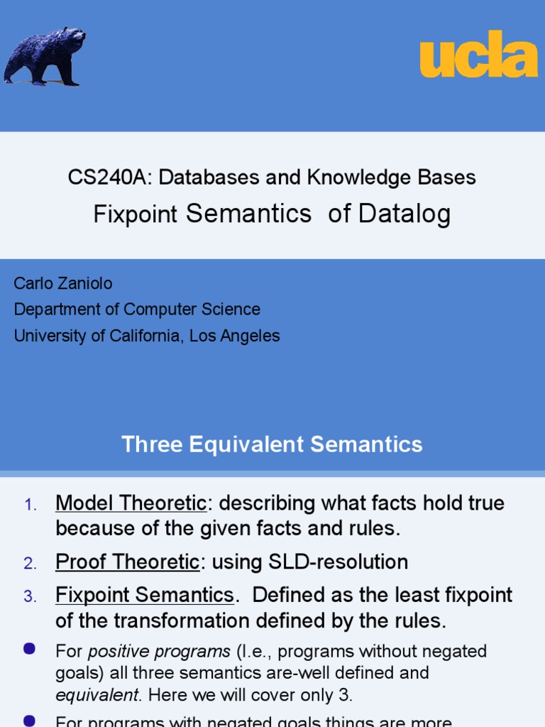 Datalog Fixpoint Semantics | PDF