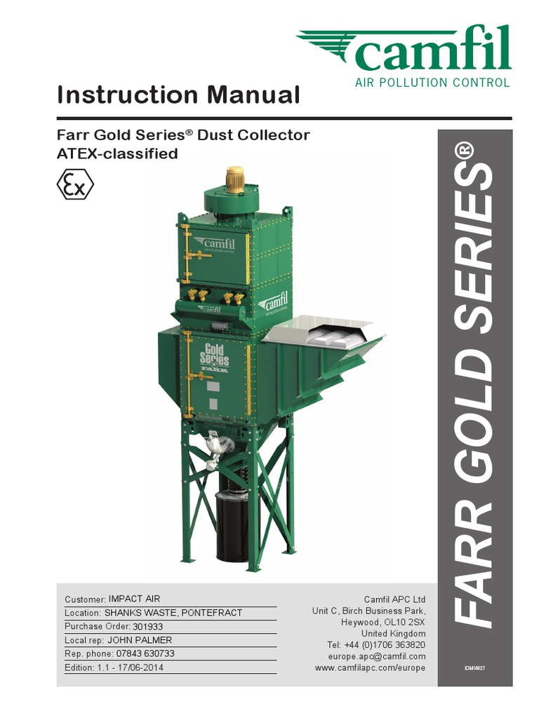 Camfil Farr Gold Series Dust Collector Instruction Manual Duct (Flow) Fire Sprinkler System