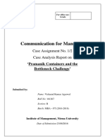 Communication For Managers: Case Assignment No. 1/2 Case Analysis Report On