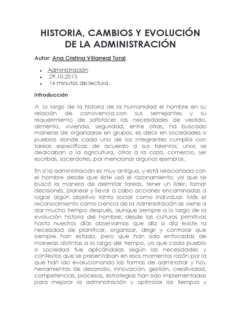 Evolución de la Administración a lo Largo del Tiempo | PDF ...