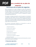 Estructura de Plan de Negocios 2016