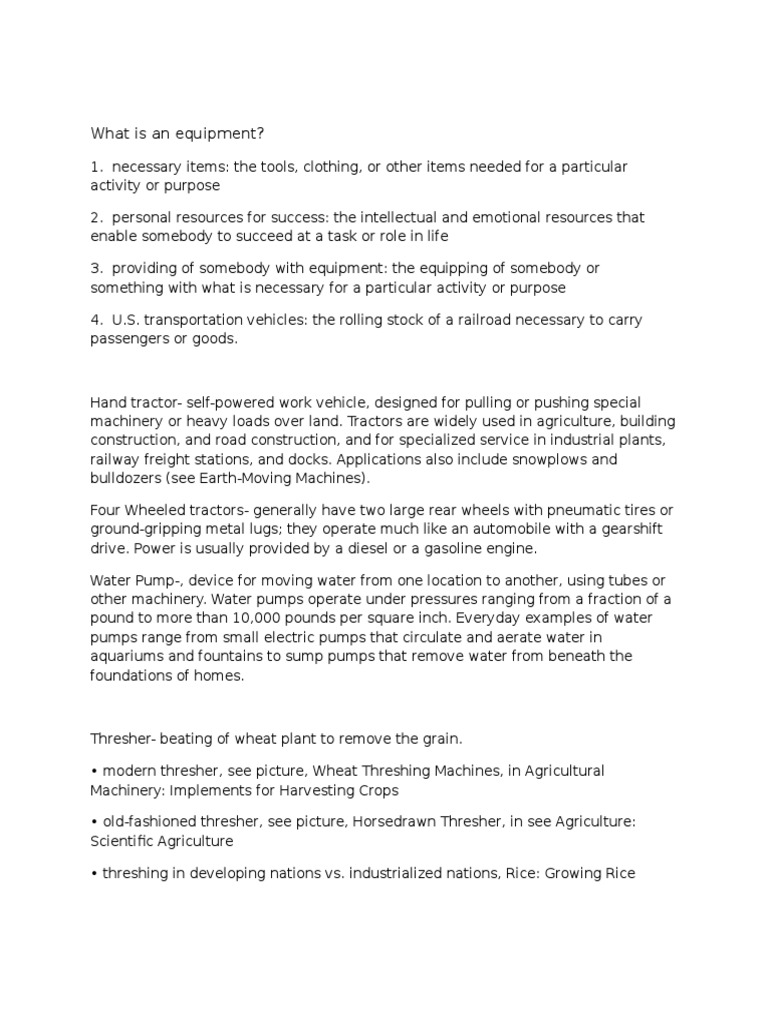 What Is An Equipment PDF