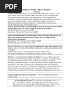 Historical Fiction Literacy Analysis