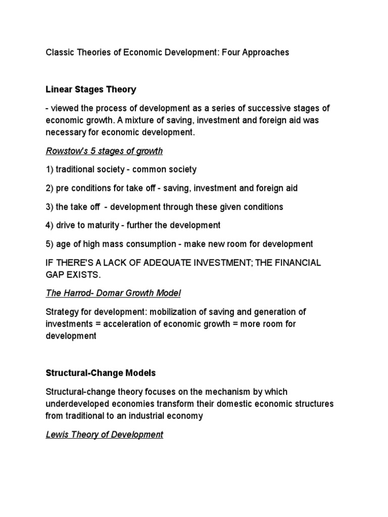 Classic Economic Development Theories | PDF | Economic Growth | Labour ...