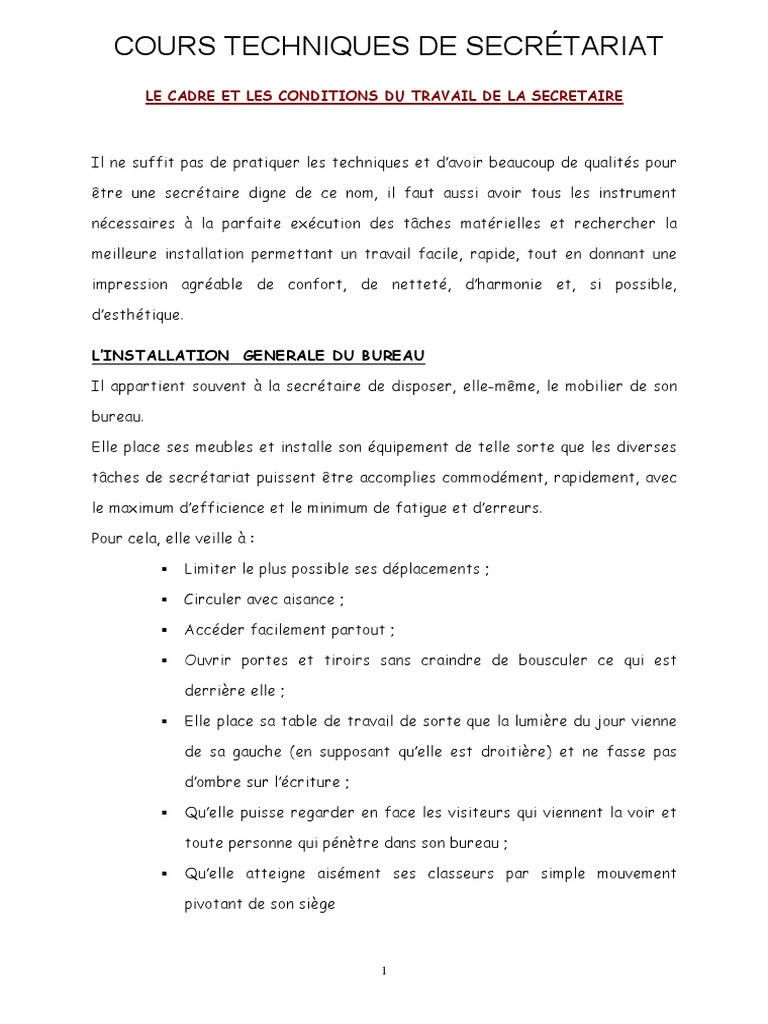 Techniques de Secretariat | PDF | Impression | Planification