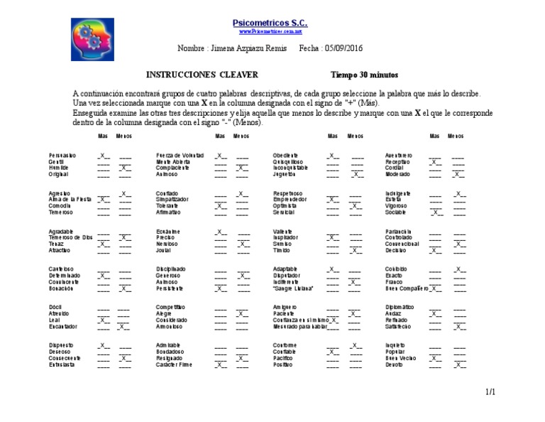 Resultados de la Prueba Cleaver | PDF