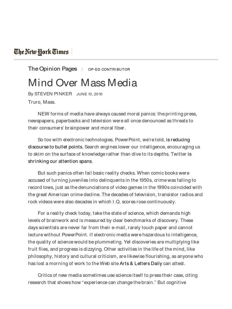 mind over mass media essay