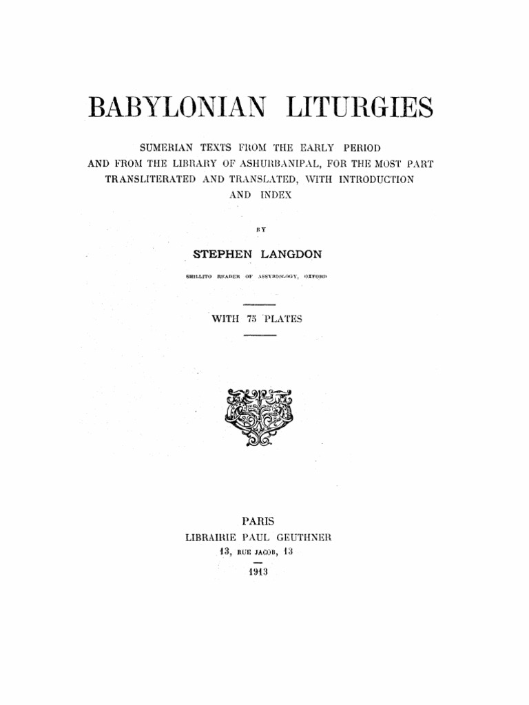 Babylonian Liturgies | PDF | Babylonia | Psalms