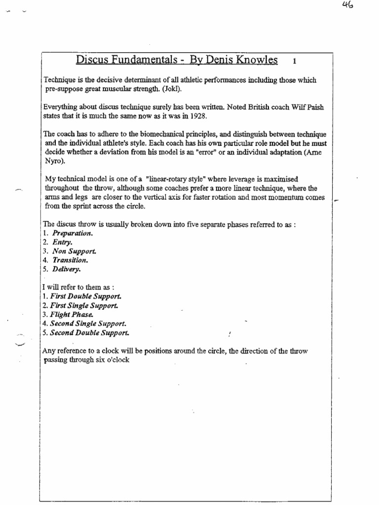 Discus Throw Techniques Guide | PDF | Rotation Around A Fixed Axis ...