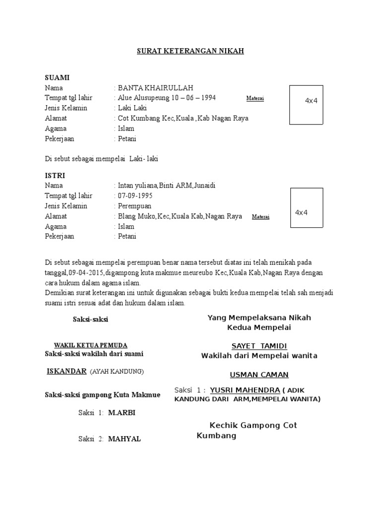 Artikel Contoh Surat Nikah Siri Home Design Studio