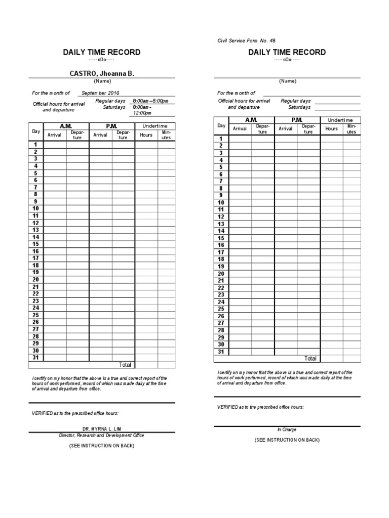Daily Time Record Submission Guide | PDF | Judge | Overtime