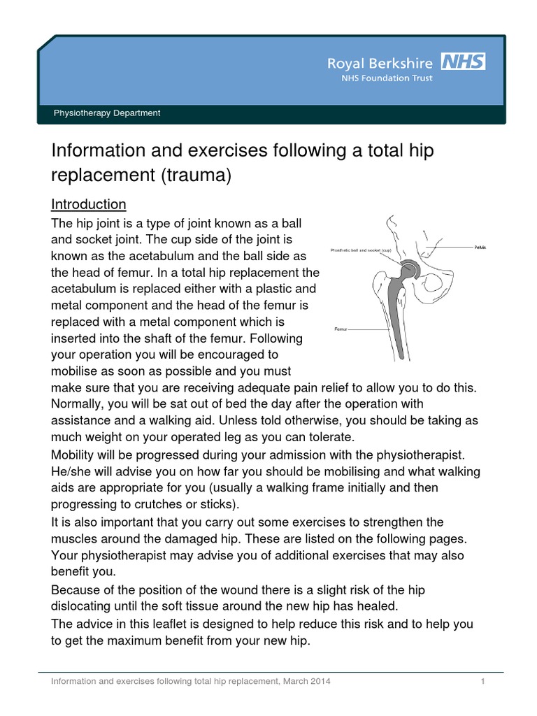 Total Hip Replacement Rehab Protocol | PDF | Anatomical Terms Of Motion ...