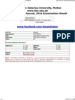 Bahauddin Zakariya University, Multan WWW - Bzu.edu - PK B.A./B.Sc. 1st Annual, 2016 Examination Result