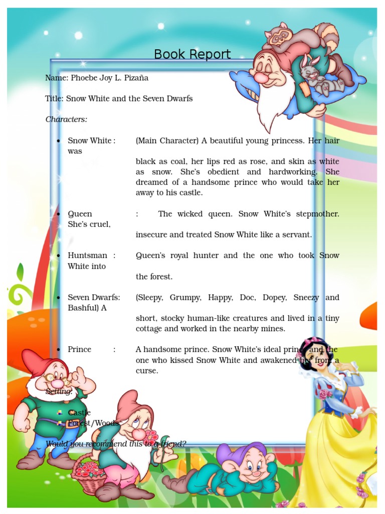 Book Report Pdf Snow White Leisure