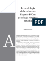 La Morfologia de La Cultura de Eugenio D'ors Una Psicologia Historica Sensible