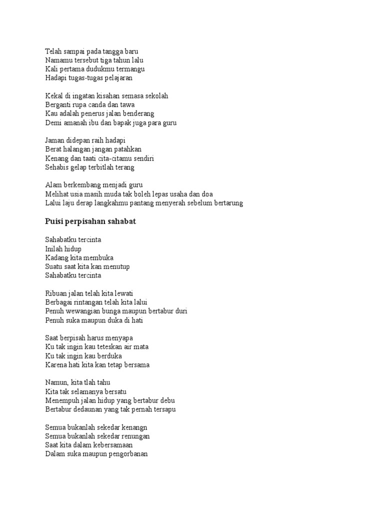 Puisi Perpisahan Menyentuh Pdf