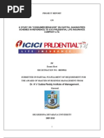 Download  Project Report consumer behaviour Icici Pru by balaji bysani SN32589402 doc pdf