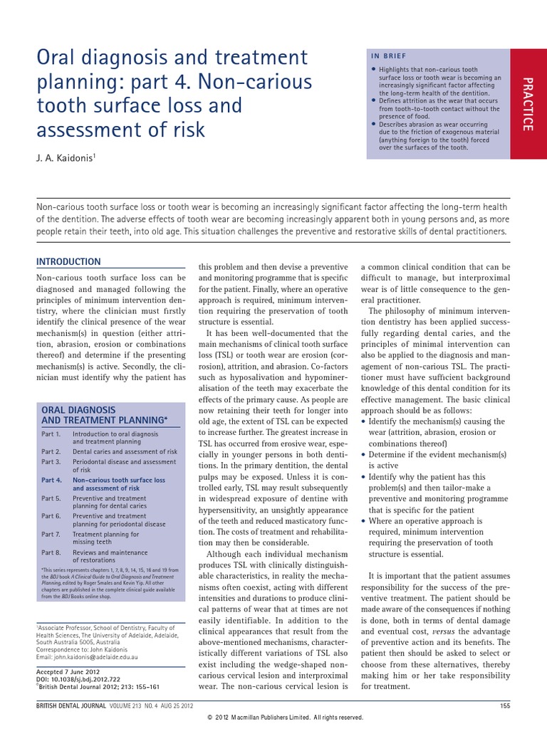 ODTP 4 Tooth Surface Loss PDF Tooth Enamel Tooth