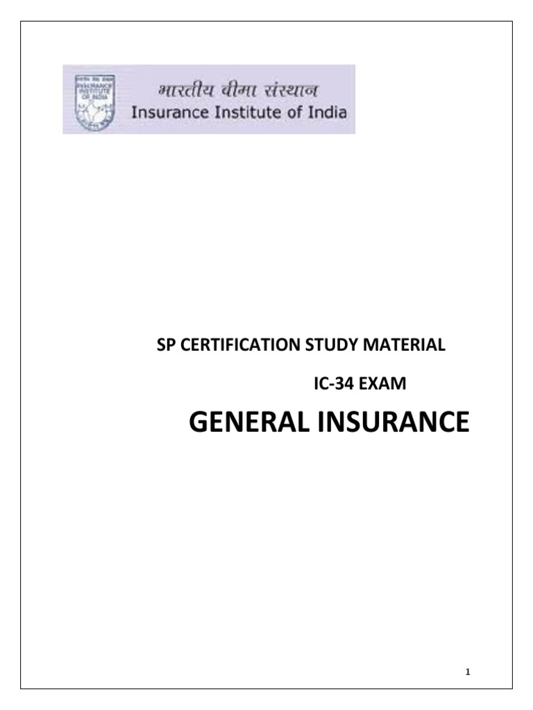 IC-34 General Insurance Study Material | PDF | Insurance | Subrogation