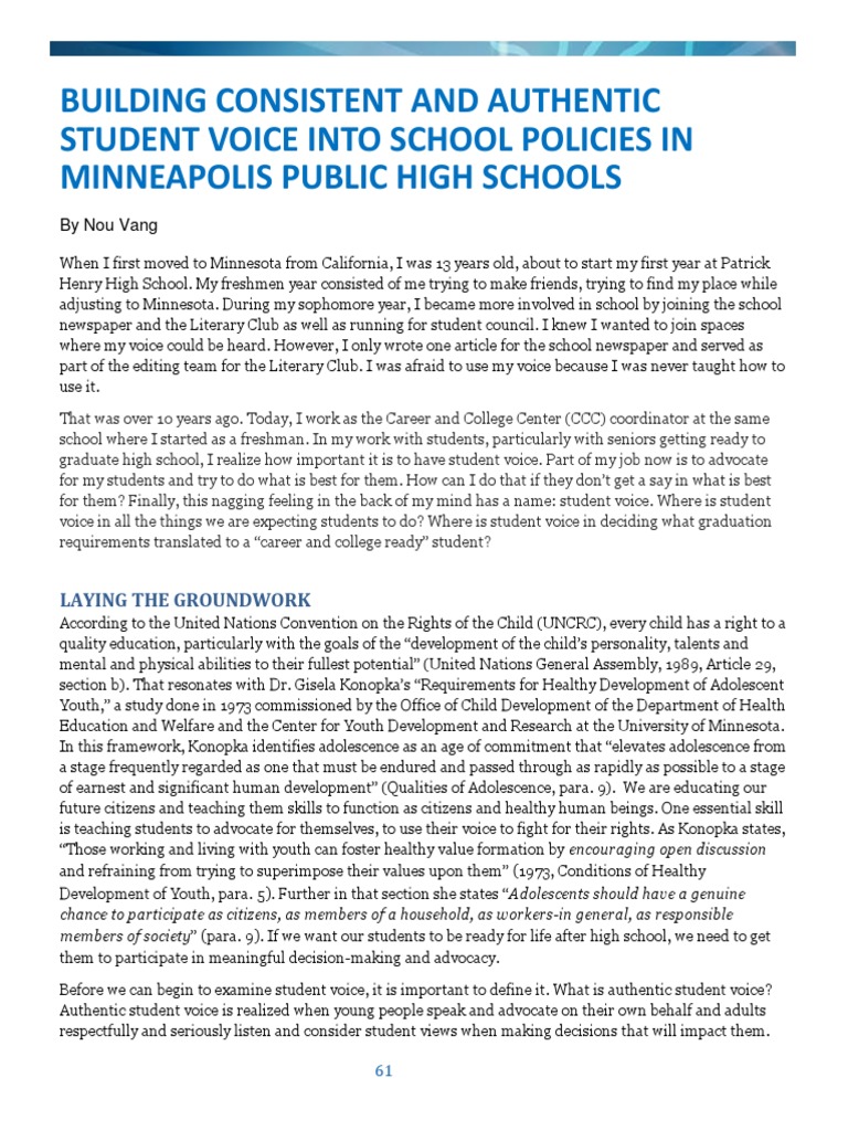 Empowering Student Voice in Minneapolis Schools | PDF | Adolescence | Youth