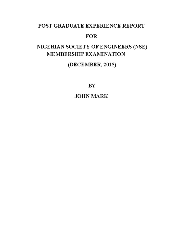 Post Graduate Experience Report Sample PDF Pipe (Fluid Conveyance