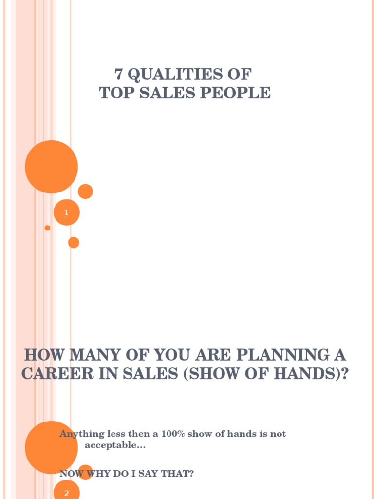Seven Qualities of Top Sales People | PDF | Optimism | Sales
