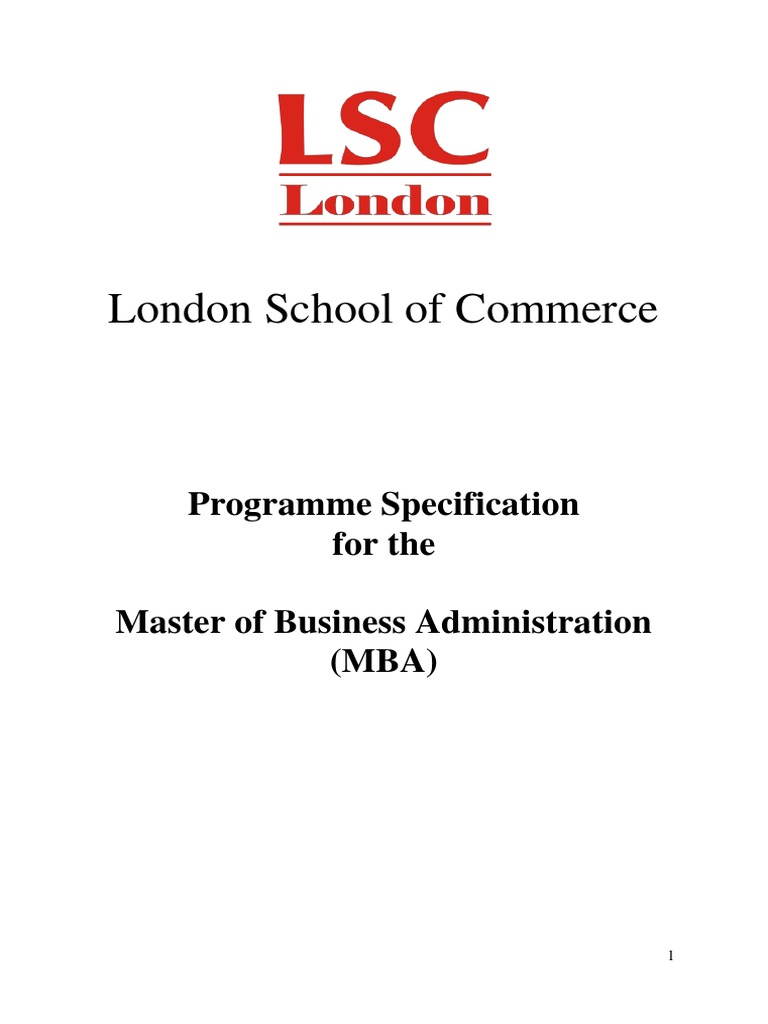 MBA Programme Specification Overview | PDF | Educational Assessment ...