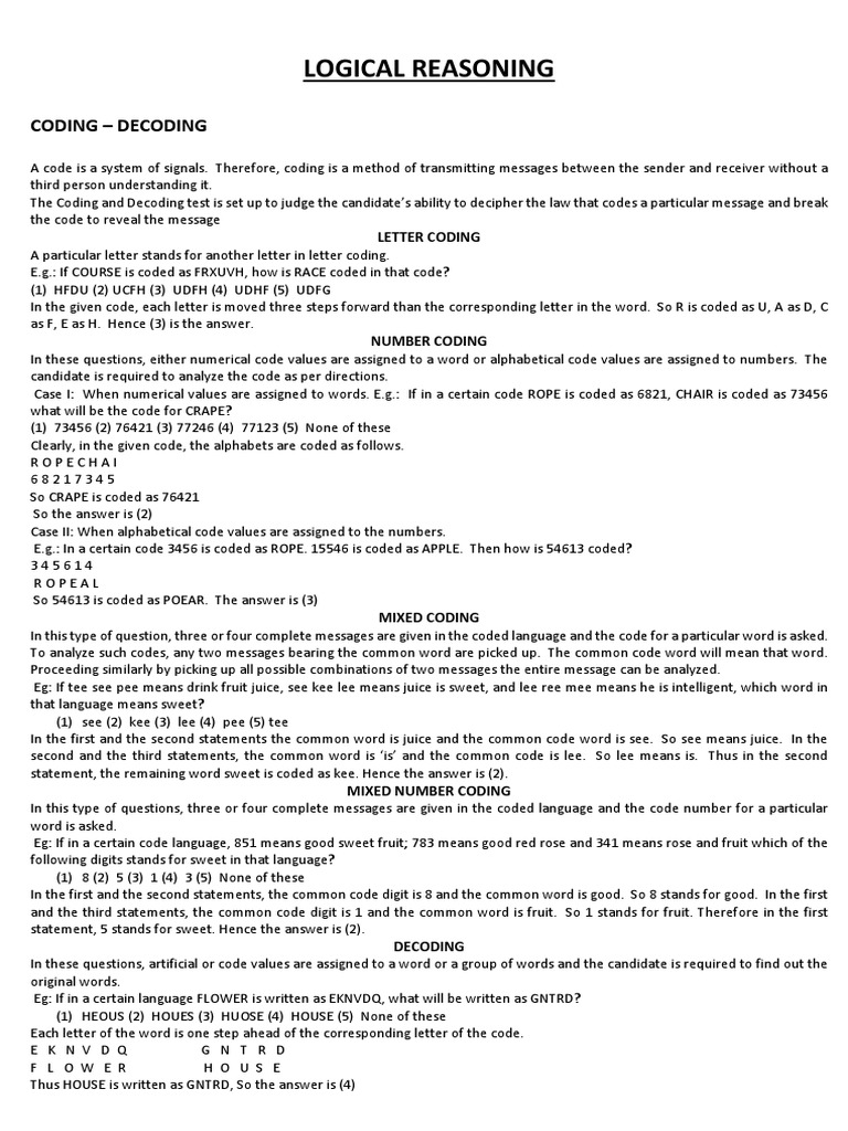 Logical Reasoning: Coding - Decoding | PDF