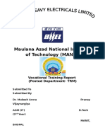 Maulana Azad National Institute of Technology (MANIT) : Vocational Training Report (Posted Department-TRM)