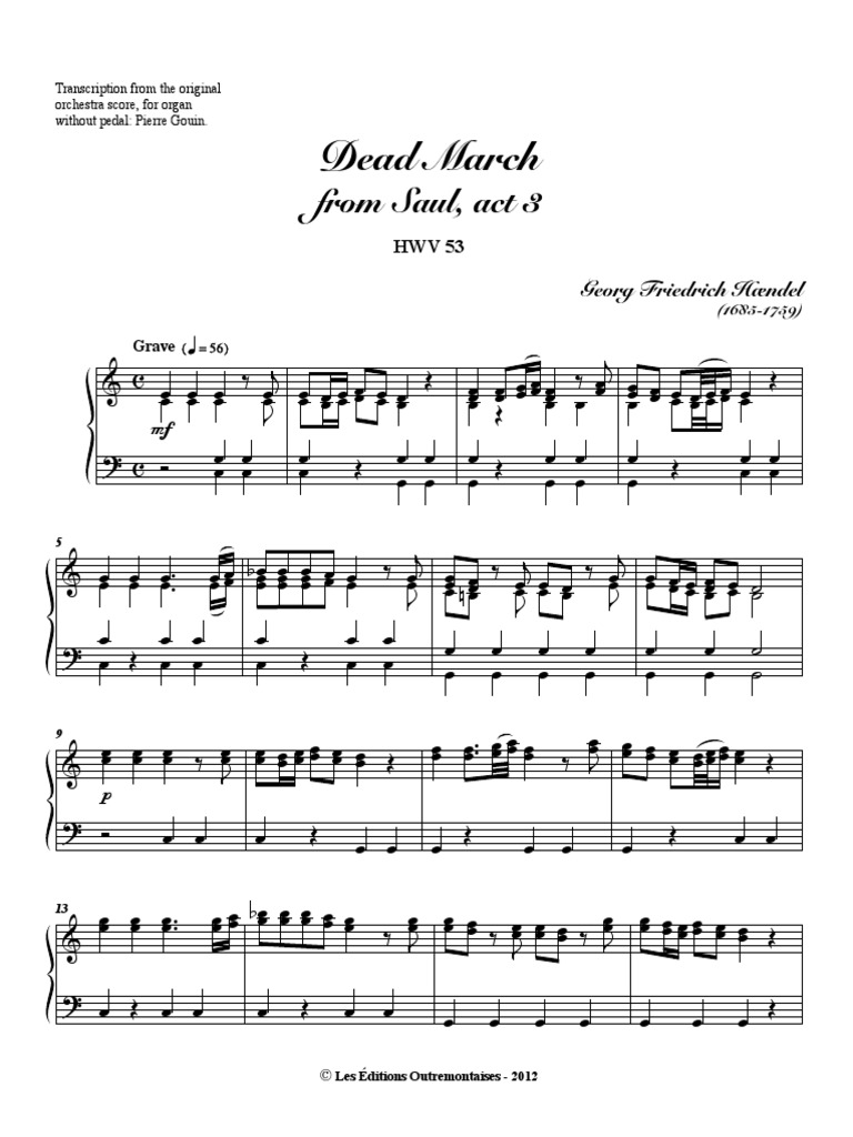 Handel Saul Dead March Hwv53 | PDF