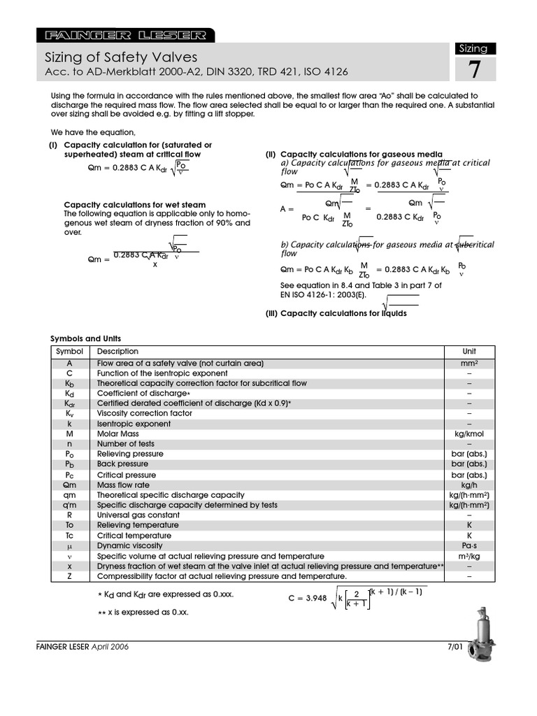 PSV Sizing API520 PDF Viscosity Pressure