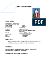 Curriculum Vitae: Sobia Safdar Personal Profile