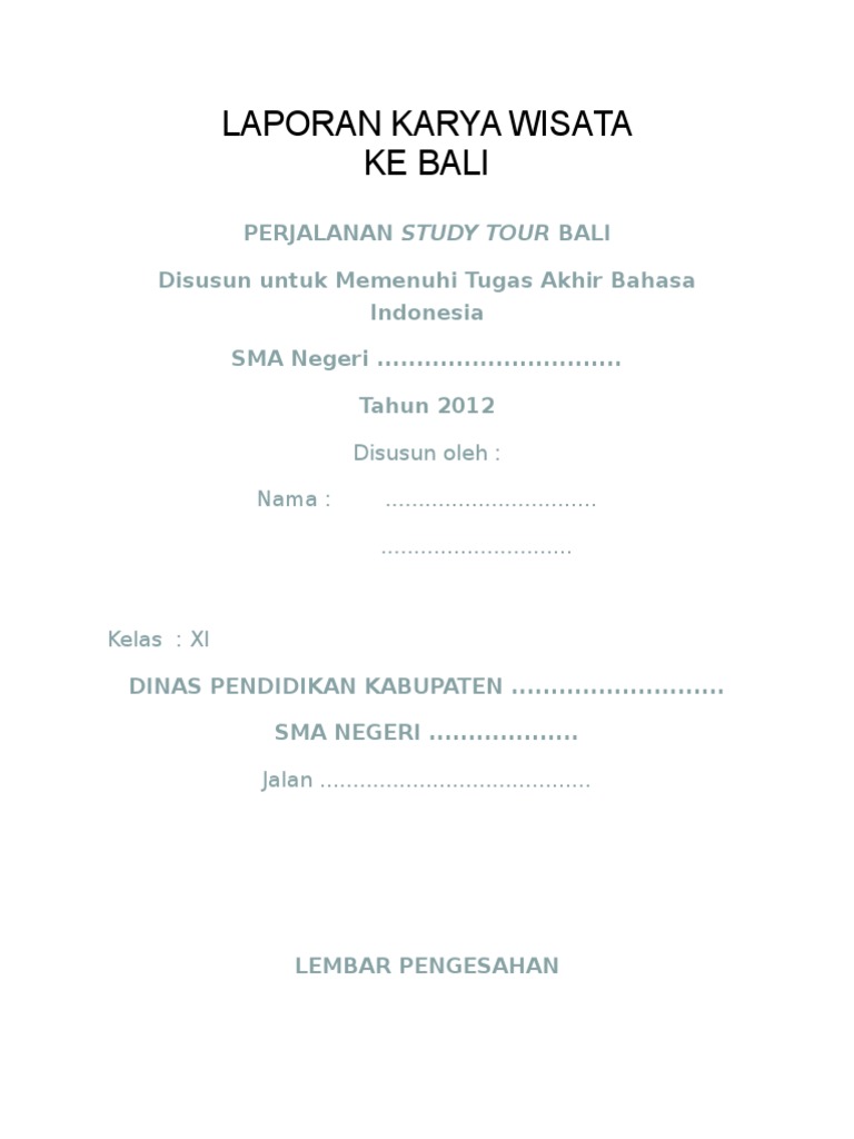 Laporan Karya Wisata Ke Bali Doc