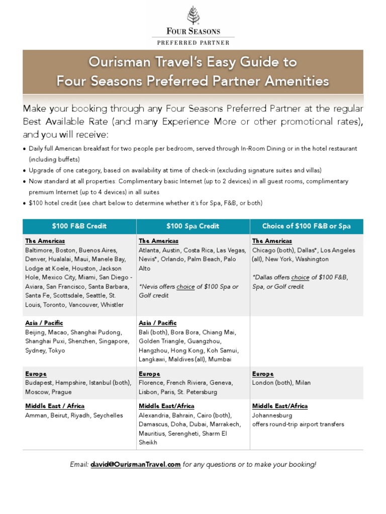 Ourisman Travel's Easy Guide To Four Seasons Preferred Partner ...