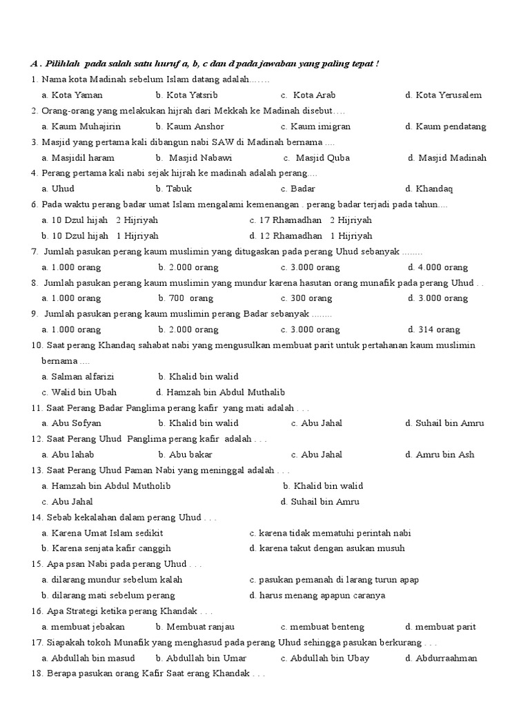Soal Ski Kelas 5 Uts Semester 1