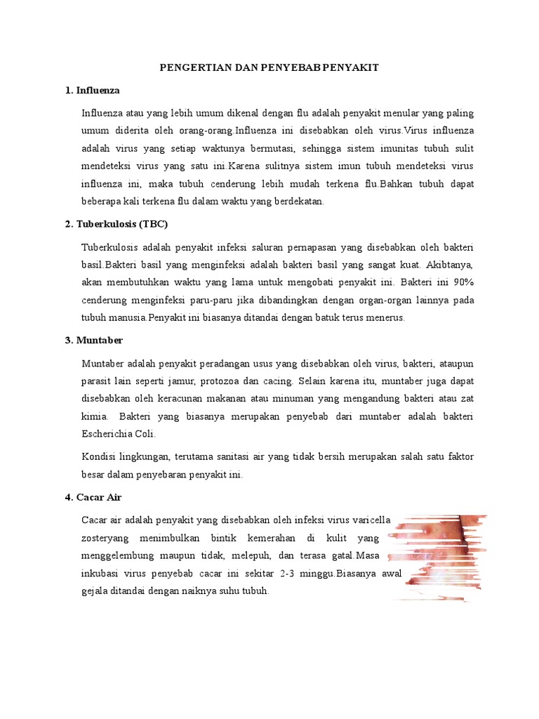 Penyakit Yang Disebabkan Oleh Virus Dan Bakteri Berbagai