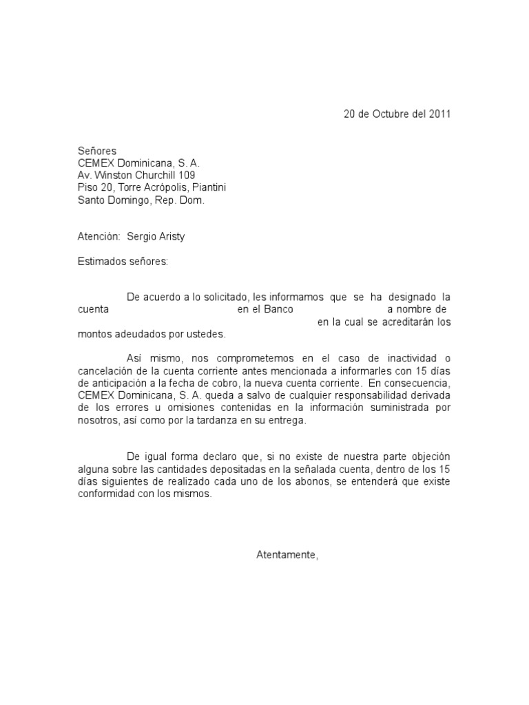 Carta Autorizacion Transferencia Bancaria Proveedores Pdf