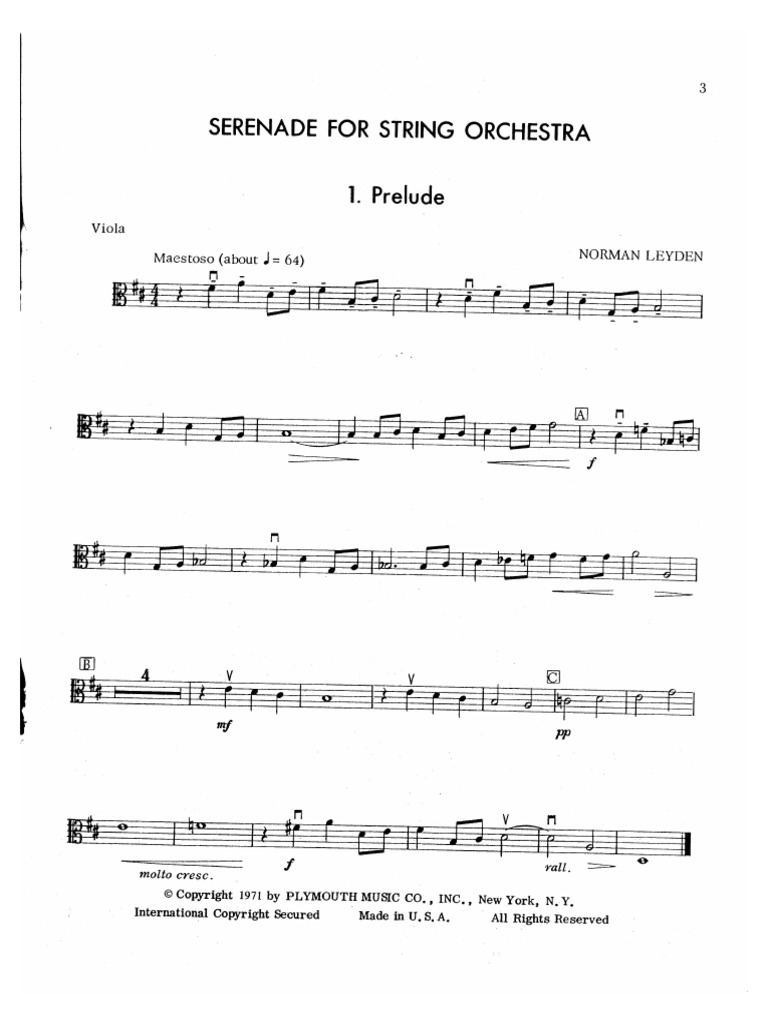 Norman Leyden Serenade For String Orchestra Viola PDF PDF