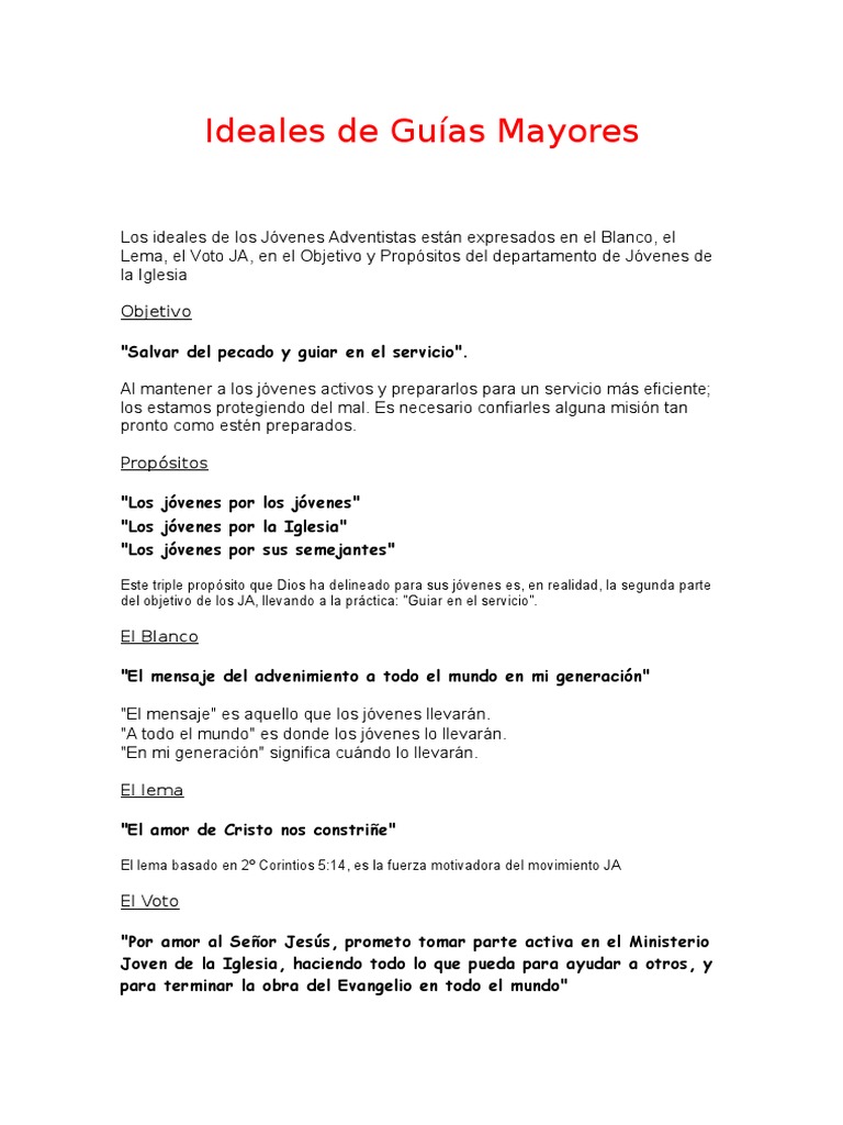 Ideales de Guías Mayores PDF