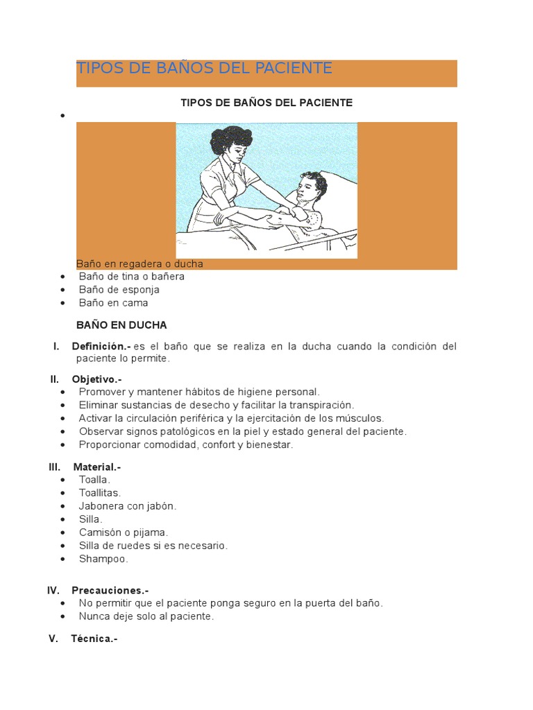 Tipos de Baños Del Paciente