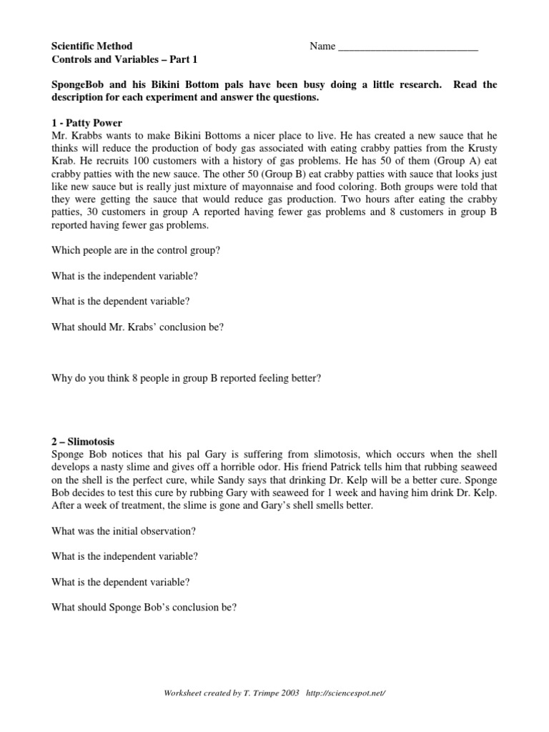 Spongebob Scientific Method Experiment Wellness