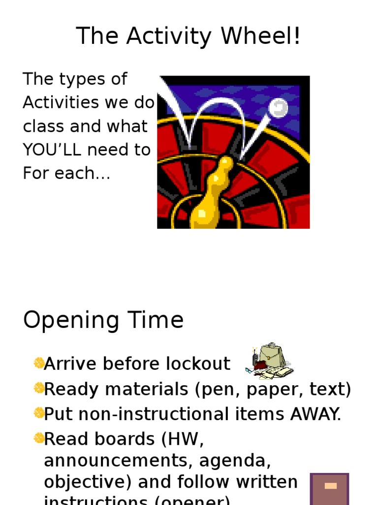 Printable Activity Wheel Rules PDF